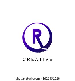 Abstract Techno Circle Initial Letter R logo icon, vector design concept for technology business identity.