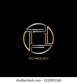 Abstract Techno Circle line Letter O logo icon design concept with gold and silver color for technology business or more brands.