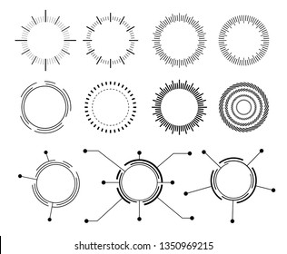Abstract techno circle. Vector set  icons. Template modern futuristic design.  Concept of advanced scientific technology, communication systems, interface. Isolation