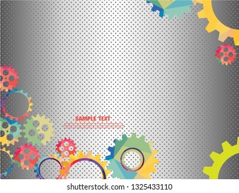 Abstract techno gear background with geometric colorful gear wheels. Space for gear text. Vector gears modern mechanism industrial concept. Technology gears background. gears Vector illustration 