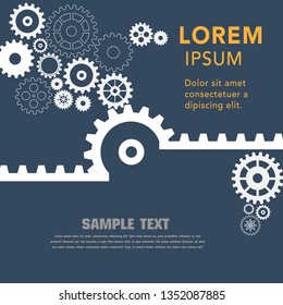 Abstract techno gear background with geometric colorful gear wheels. Space for gear text. Vector gears modern mechanism industrial concept. Technology gears background. gears Vector illustration 