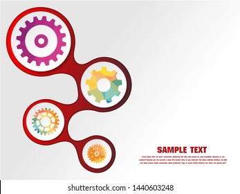 Abstract techno gear background with geometric colorful gear wheels. Space for gear text. Vector gears modern mechanism industrial concept. Technology gears background. gears Vector illustration 