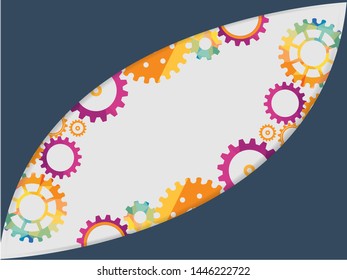 Abstract techno gear background with geometric colorful gear wheels. Space for gear text. Vector gears modern mechanism industrial concept. Technology gears background. gears Vector illustration 