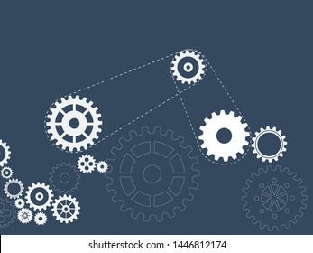 Abstract techno gear background with geometric colorful gear wheels. Space for gear text. Vector gears modern mechanism industrial concept. Technology gears background. gears Vector illustration 