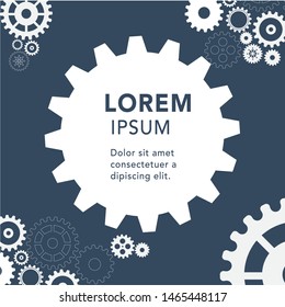 Abstract techno gear background with geometric colorful gear wheels. Space for gear text. Vector gears modern mechanism industrial concept. Technology gears background. Gears Vector illustration 