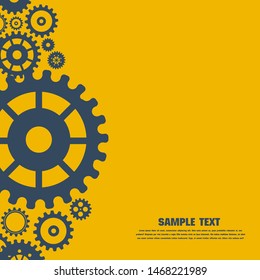 Abstract techno gear background with geometric colorful gear wheels. Space for gear text. Vector gears modern mechanism industrial concept. Technology gears background. Gears Vector illustration 