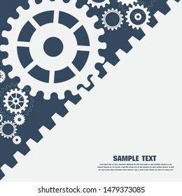 Abstract techno gear background with geometric colorful gear wheels. Space for gear text. Vector gears modern mechanism industrial concept. Technology gears background. Gears Vector illustration 