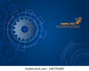 Abstract techno gear background with geometric colorful gear wheels. Space for gear text. Vector gears modern mechanism industrial concept. Technology gears background. Gears Vector illustration 