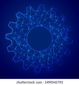 Abstract techno gear background with geometric colorful gear wheels. Space for gear text. Vector gears modern mechanism industrial concept. Technology gears background. Gears Vector illustration 