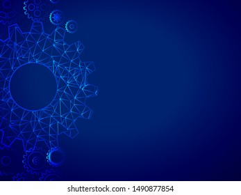 Abstract techno gear background with geometric colorful gear wheels. Space for gear text. Vector gears modern mechanism industrial concept. Technology gears background. Gears Vector illustration 