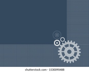 Abstract techno gear background with geometric colorful gear wheels. Space for gear text. Vector gears modern mechanism industrial concept. Technology gears background. Gears Vector illustration 