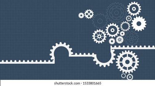 Fondo abstracto del engranaje técnico con ruedas geométricas de engranaje coloreadas. Espacio para texto de engranaje. El vector obtiene el concepto industrial del mecanismo moderno. Fondo de los engranajes tecnológicos. Ilustración de los engranajes 
