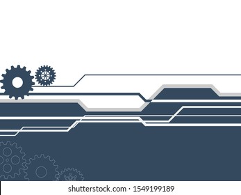 Abstract techno gear background with geometric colorful gear wheels. Space for gear text. Vector gears modern mechanism industrial concept. Technology gears background. Gears Vector illustration 
