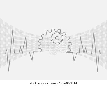 Abstract techno gear background with geometric colorful gear wheels. Space for gear text. Vector gears modern mechanism industrial concept. Technology gears background. Gears Vector illustration 