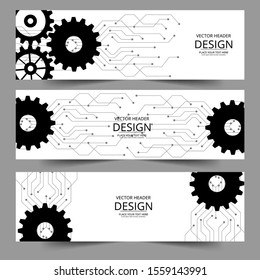 Abstract techno gear background with geometric colorful gear wheels. Space for gear text. Vector gears modern mechanism industrial concept. Technology gears background. Gears Vector illustration 