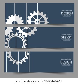Abstract techno gear background with geometric colorful gear wheels. Space for gear text. Vector gears modern mechanism industrial concept. Technology gears background. Gears Vector illustration 