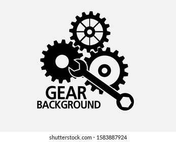 Abstract techno gear background with geometric colorful gear wheels. Space for gear text. Vector gears modern mechanism industrial concept. Technology gears background. Gears Vector illustration 