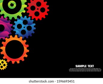 Abstract techno gear background with geometric colorful gear wheels. Space for gear text. Vector gears modern mechanism industrial concept. Technology gears background. Gears Vector illustration 