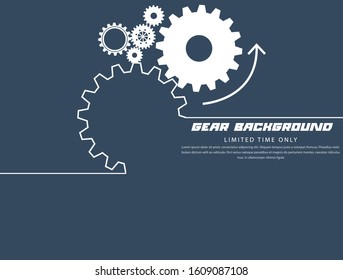 Abstract techno gear background with geometric colorful gear wheels. Space for gear text. Vector gears modern mechanism industrial concept. Technology gears background. Gears Vector illustration 