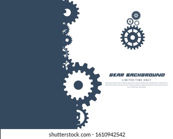 Abstract techno gear background with geometric colorful gear wheels. Space for gear text. Vector gears modern mechanism industrial concept. Technology gears background. Gears Vector illustration 