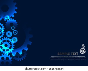 Abstract techno gear background with geometric colorful gear wheels. Space for gear text. Vector gears modern mechanism industrial concept. Technology gears background. Gears Vector illustration 