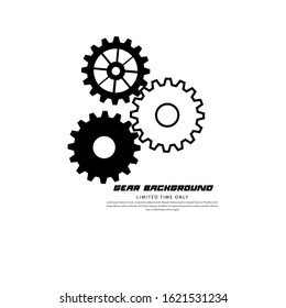 Abstract techno gear background with geometric colorful gear wheels. Space for gear text. Vector gears modern mechanism industrial concept. Technology gears background. Gears Vector illustration 