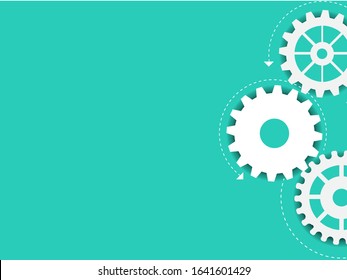 Abstract techno gear background with geometric colorful gear wheels. Space for gear text. Vector gears modern mechanism industrial concept. Technology gears background. Gears Vector illustration 