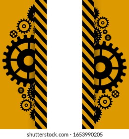 Abstract techno gear background with geometric colorful gear wheels. Space for gear text. Vector gears modern mechanism industrial concept. Technology gears background. Gears Vector illustration 