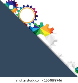 Fondo abstracto del engranaje técnico con ruedas geométricas de engranaje coloreadas. Espacio para texto de engranaje. El vector obtiene el concepto industrial del mecanismo moderno. Fondo de los engranajes tecnológicos. Ilustración de los engranajes 