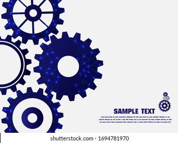 Abstract techno gear background with geometric colorful gear wheels. Space for gear text. Vector gears modern mechanism industrial concept. Technology gears background. Gears Vector illustration 