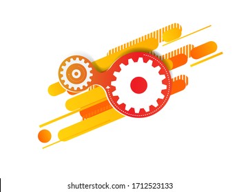 Fondo abstracto del engranaje técnico con ruedas geométricas de engranaje coloreadas. Espacio para texto de engranaje. El vector obtiene el concepto industrial del mecanismo moderno. Fondo de los engranajes tecnológicos. Ilustración de los engranajes 