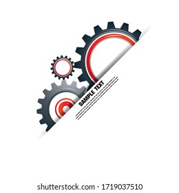 Abstract techno gear background with geometric colorful gear wheels. Space for gear text. Vector gears modern mechanism industrial concept. Technology gears background. Gears Vector illustration 