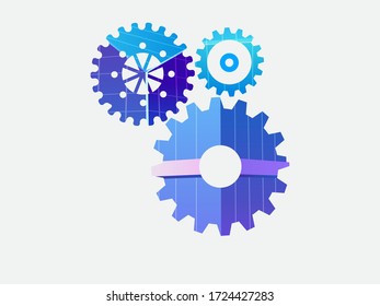 Abstract techno gear background with geometric colorful gear wheels. Space for gear text. Vector gears modern mechanism industrial concept. Technology gears background. Gears Vector illustration 