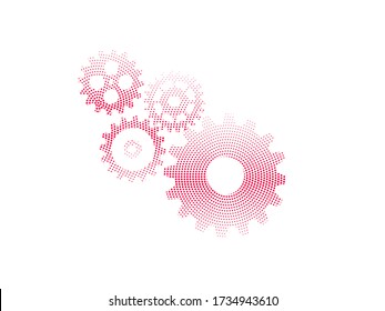 Abstract techno gear background with geometric colorful gear wheels. Space for gear text. Vector gears modern mechanism industrial concept. Technology gears background. Gears Vector illustration 