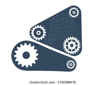 Resumen del fondo del engranaje técnico con ruedas geométricas de engranajes de colores. Espacio para el texto del engranaje. El vector utiliza el concepto industrial del mecanismo moderno. Fondo de la tecnología. Ilustración del vector de engranajes 