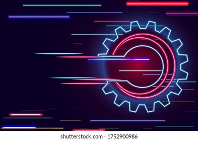 Abstract techno gear background with geometric colorful gear wheels. Space for gear text. Vector gears modern mechanism industrial concept. Technology gears background. Gears Vector illustration 