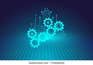 Resumen del fondo del engranaje técnico con ruedas geométricas de engranajes de colores. Espacio para el texto del engranaje. El vector utiliza el concepto industrial del mecanismo moderno. Fondo de la tecnología. Ilustración del vector de engranajes 