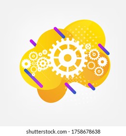 Resumen del fondo del engranaje técnico con ruedas geométricas de engranajes de colores. Espacio para el texto del engranaje. El vector utiliza el concepto industrial del mecanismo moderno. Fondo de la tecnología. Ilustración del vector de engranajes 