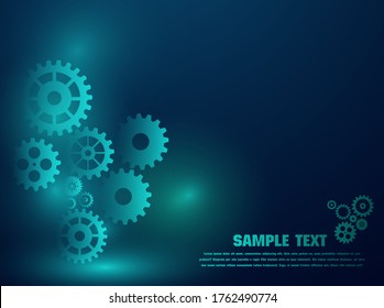 Abstract techno gear background with geometric colorful gear wheels. Space for gear text. Vector gears modern mechanism industrial concept. Technology gears background. Gears Vector illustration 