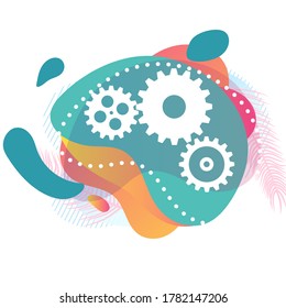 Abstract techno gear background with geometric colorful gear wheels. Space for gear text. Vector gears modern mechanism industrial concept. Technology gears background. Gears Vector illustration 