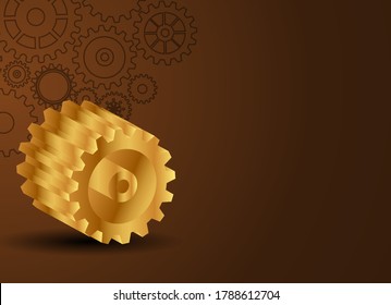 Abstract techno gear background with geometric colorful gear wheels. Space for gear text. Vector gears modern mechanism industrial concept. Technology gears background. Gears Vector illustration 
