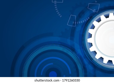 Abstract techno gear background with geometric colorful gear wheels. Space for gear text. Vector gears modern mechanism industrial concept. Technology gears background. Gears Vector illustration 