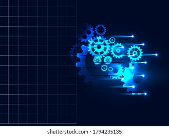 Abstract techno gear background with geometric colorful gear wheels. Space for gear text. Vector gears modern mechanism industrial concept. Technology gears background. Gears Vector illustration 
