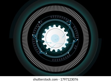 Abstract techno gear background with geometric colorful gear wheels. Space for gear text. Vector gears modern mechanism industrial concept. Technology gears background. Gears Vector illustration 