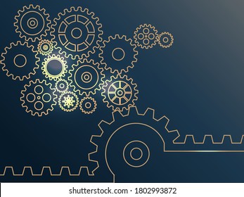 Abstract techno gear background with geometric colorful gear wheels. Space for gear text. Vector gears modern mechanism industrial concept. Technology gears background. Gears Vector illustration 