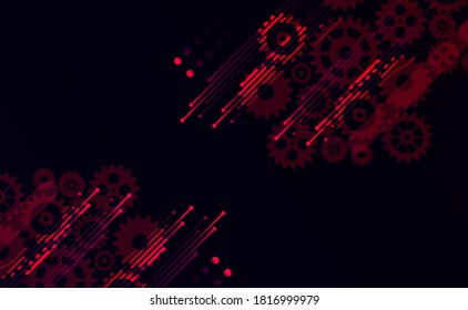 Abstract techno gear background with geometric colorful gear wheels. Space for gear text. Vector gears modern mechanism industrial concept. Technology gears background. Gears Vector illustration 