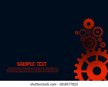 Abstract techno gear background with geometric colorful gear wheels. Space for gear text. Vector gears modern mechanism industrial concept. Technology gears background. Gears Vector illustration 