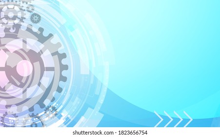 Abstract techno gear background with geometric colorful gear wheels. Space for gear text. Vector gears modern mechanism industrial concept. Technology gears background. Gears Vector illustration 
