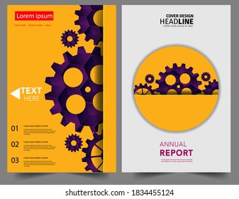 Abstract techno gear background with geometric colorful gear wheels. Space for gear text. Vector gears modern mechanism industrial concept. Technology gears background. Gears Vector illustration 