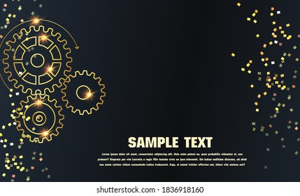 Abstract techno gear background with geometric colorful gear wheels. Space for gear text. Vector gears modern mechanism industrial concept. Technology gears background. Gears Vector illustration 